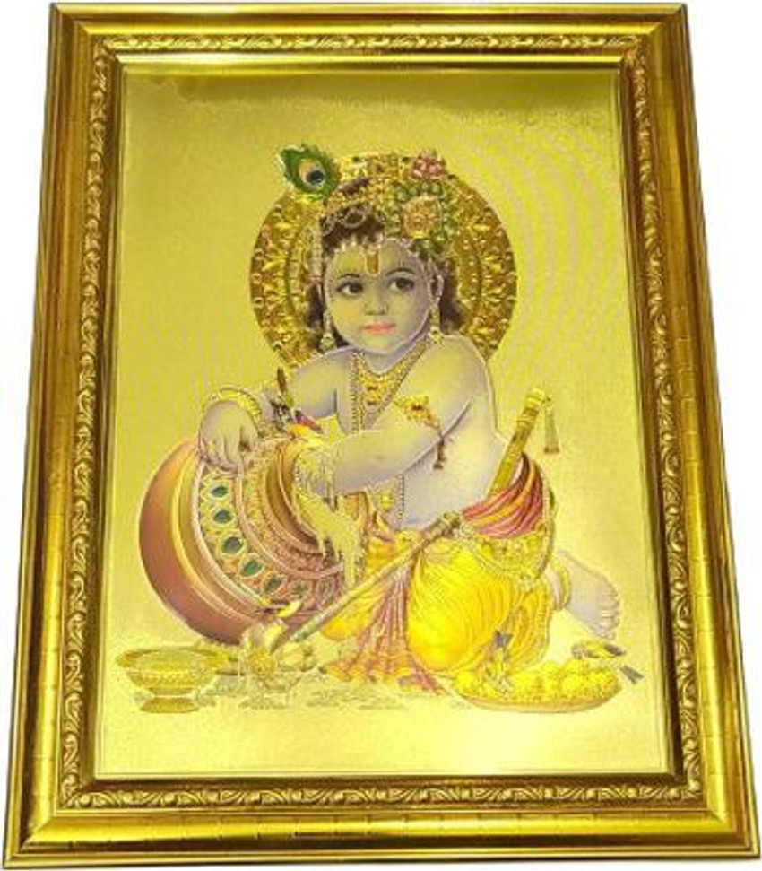 ROYALHUB Gopal Krishna Gold Plated Wooden Frame 35X25CM=1 ...