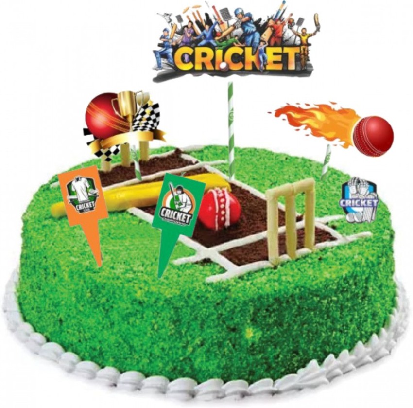 Cricket themed cake and cupcakes | Cricket birthday cake, Cricket theme cake,  Cricket cake