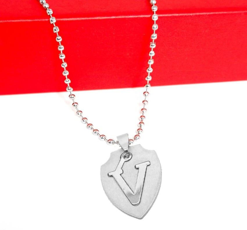 Letter V Modern Initial Necklace- Gold & Silver