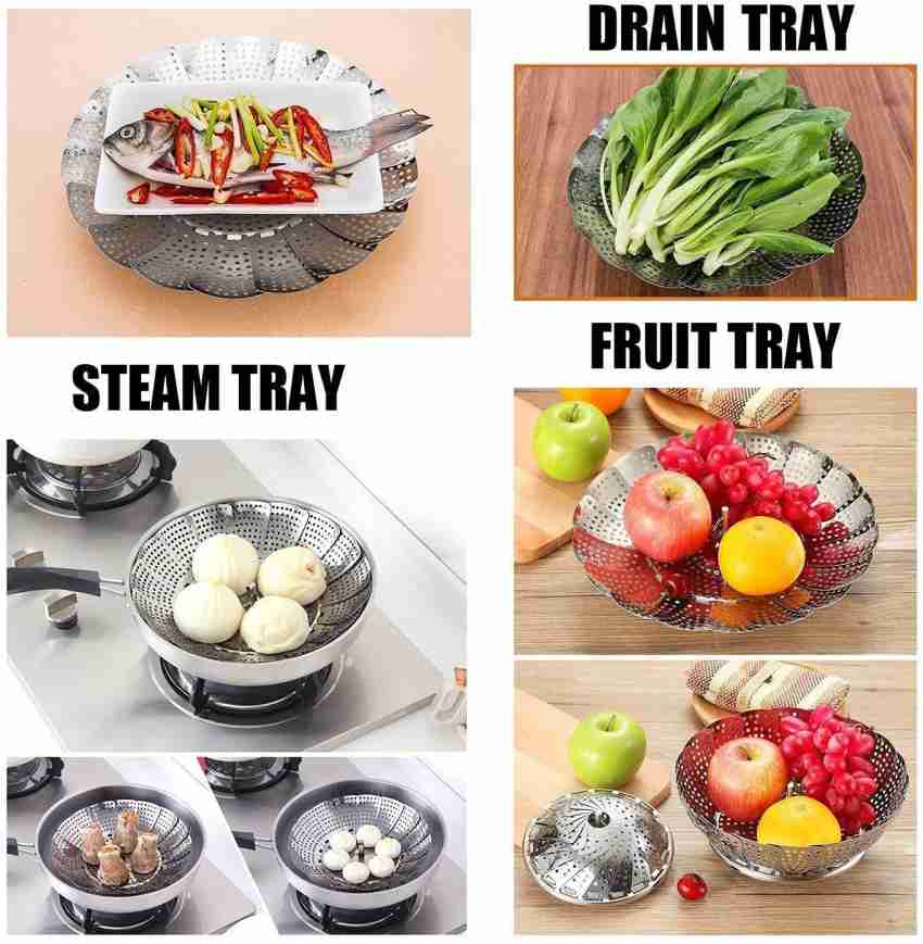 Steamer Basket, Vegetable Steamer For Cooking, Insert Pot Steamer Basket,  Veggie Food Steamer, Stainless Steel Steaming Basket, Folding Expandable &  Adjustable, Fits Any Size Pan 