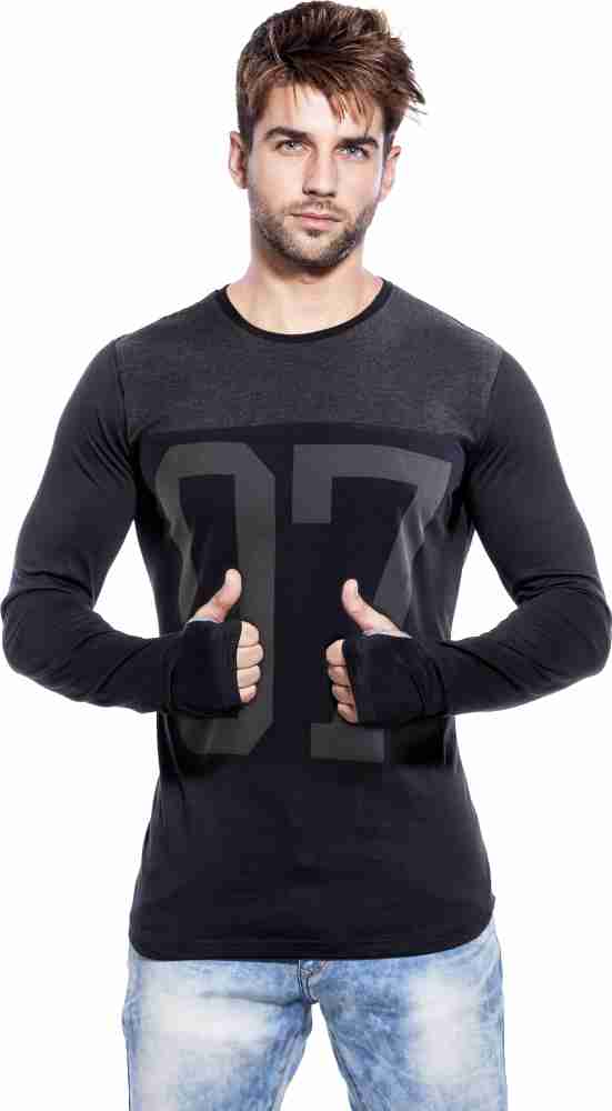 MANIAC Printed Men Round Neck Black, Grey T-Shirt - Buy MANIAC Printed Men Round Neck Black, Grey Online at Best in India | Flipkart.com