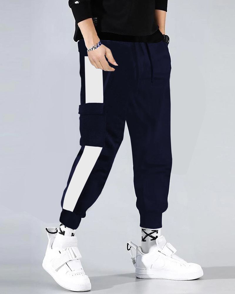 FastColors Solid Men Dark Blue White Track Pants Buy FastColors