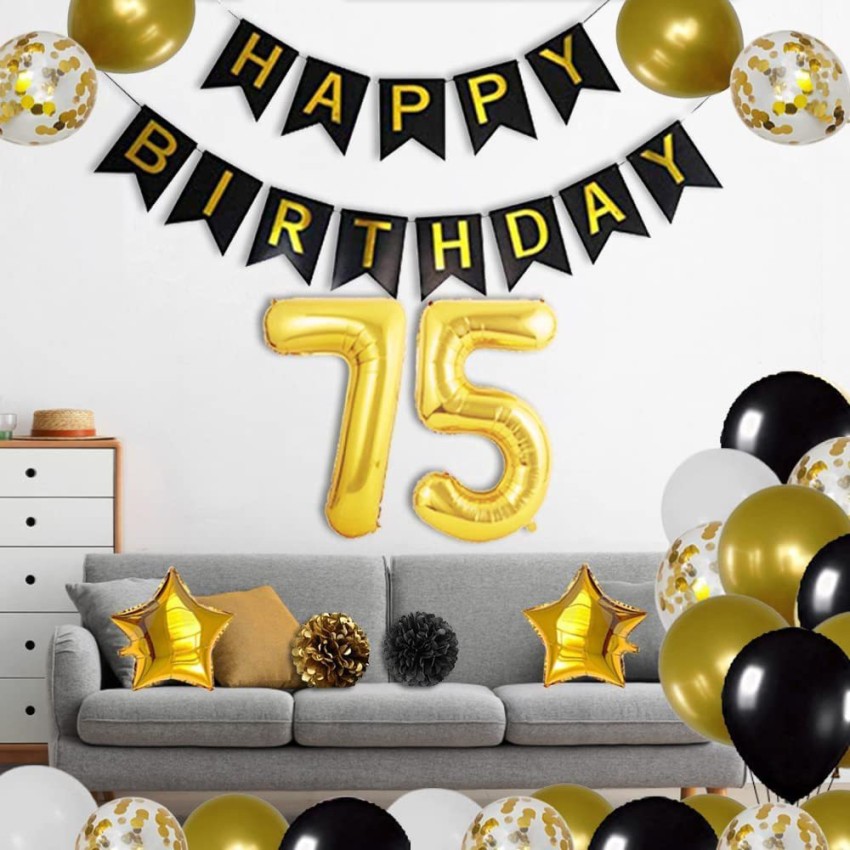 R G ACCESORIES 75th birthday decoration balloon and banner set ...