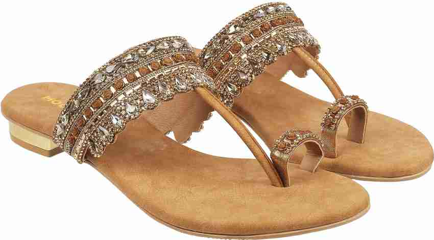 Buy Mochi Women Gold Party Sandals Online