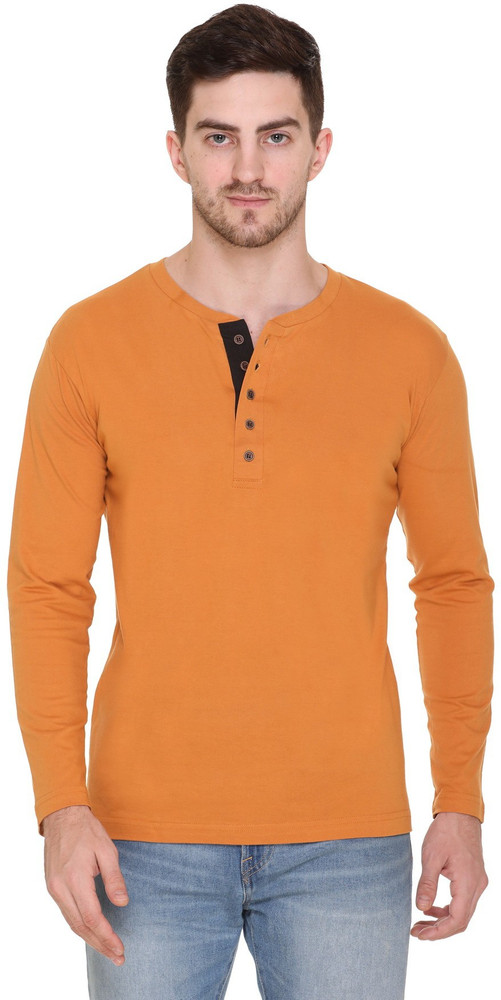Buy aarbee Solid Men Henley Neck Gold 