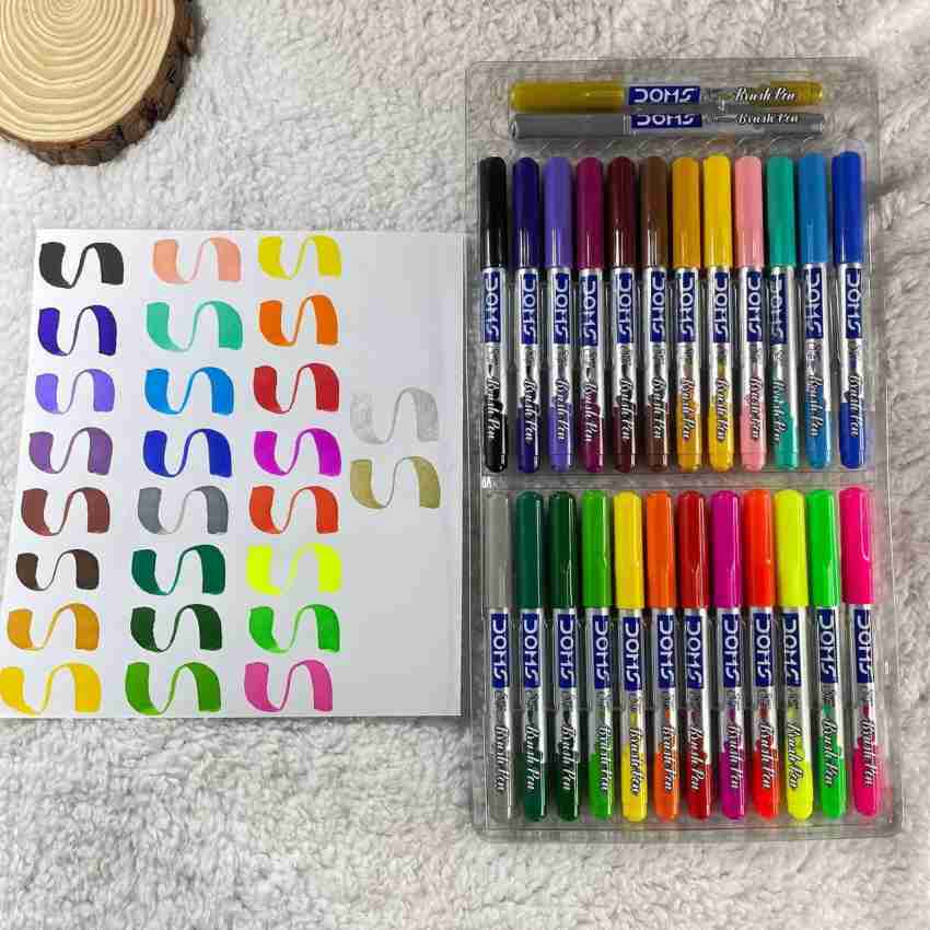 DOMS Non-Toxic Brush Pen in Cardboard Box (14 Assorted Shades x 1 Set)