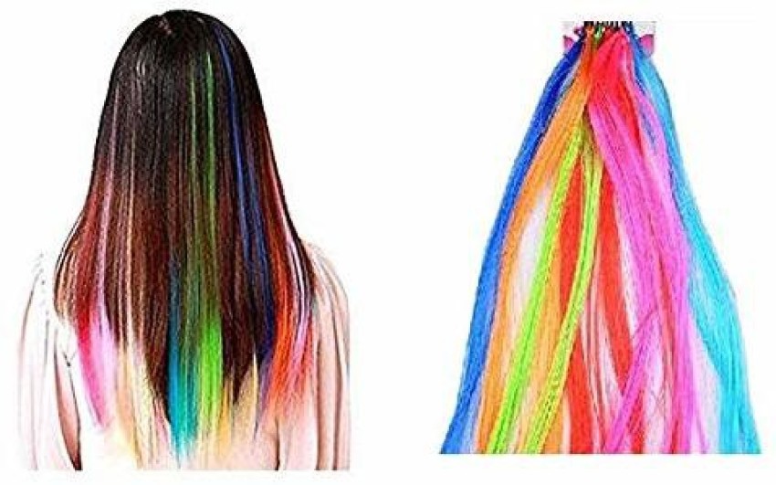 Verbier Colored Hair StreaksColour Hair ExtensionsColour Hair Strips for  Women and Girls Set of 4  Amazonin Beauty