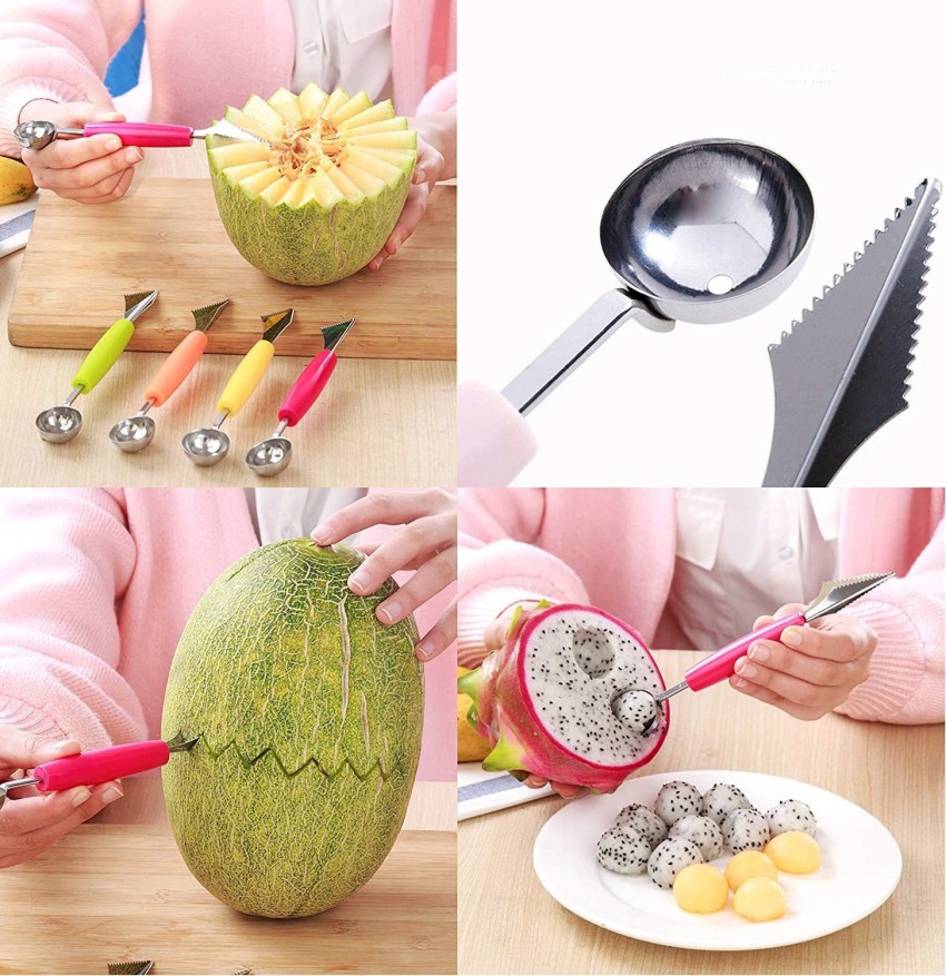 2 In1 Dual-head Stainless Steel Carving Knife Fruit Watermelon Ice Cream  Baller