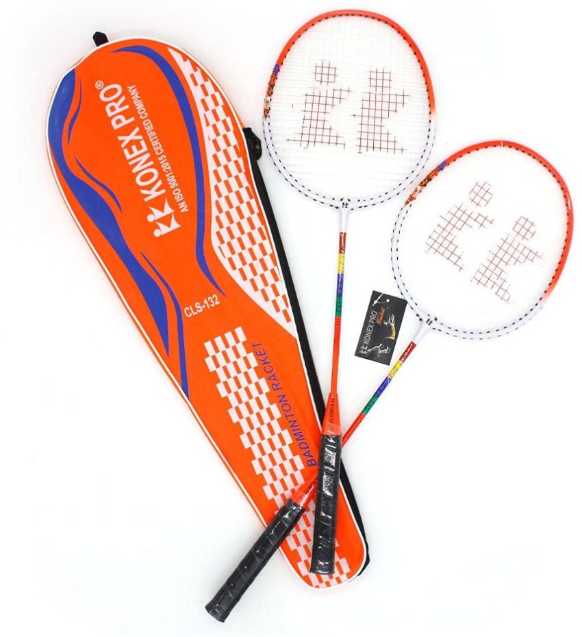 Konex CLS 132 JOINTLESS Badminton Racket with Free Full Cover Set of 2 Racket Orange Strung Badminton Racquet