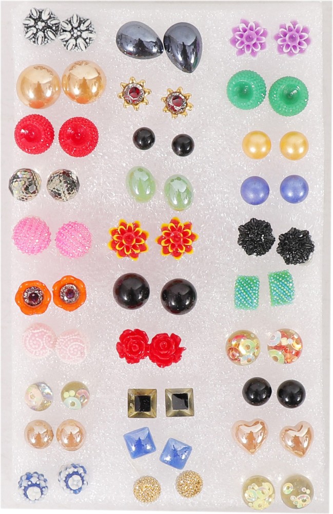 Kumar Jewels Pink Designer Kundan Semi Precious Tempo Stone Cz Small Stud  Earrings