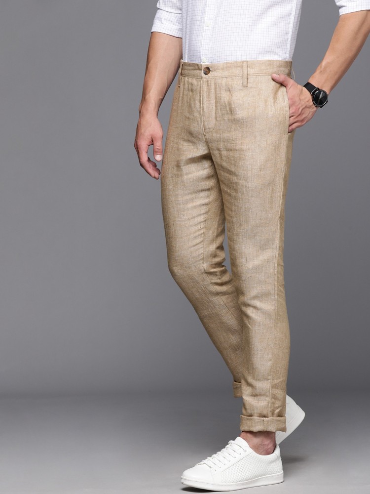Khaki Pure Linen Pencil Pants Design by Linen Bloom Men at Pernias Pop Up  Shop 2023