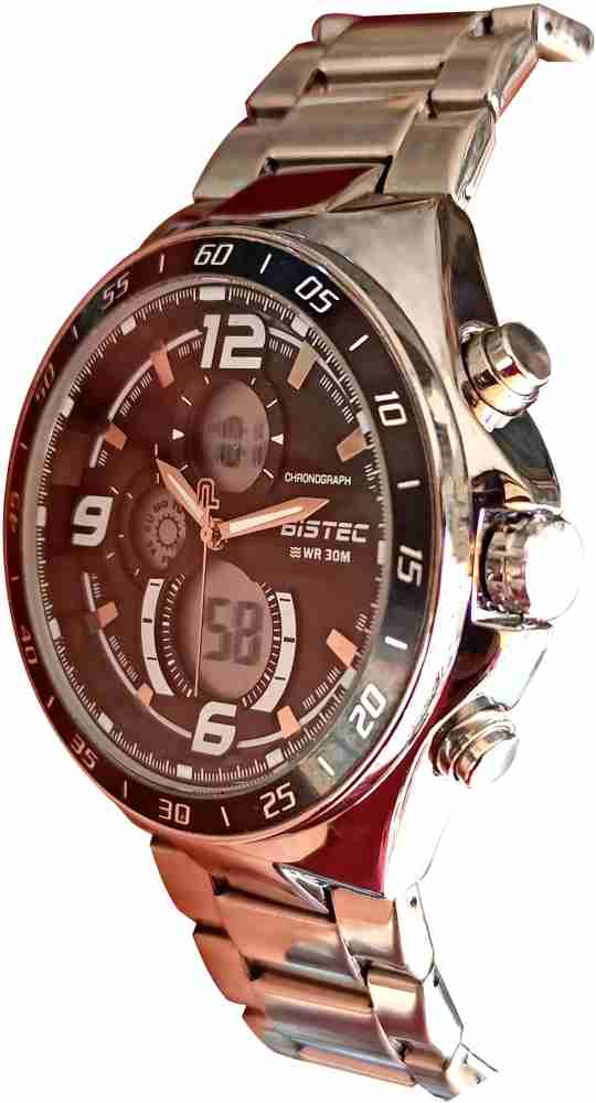 BISTEC Stainless Steel Dual Time Watch For Men-Boys Analog-Digital