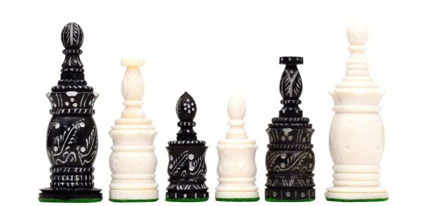 : craftstore14 Buffalo Bone Hand Carved Lotus Chess Pieces Set ( Board not Included) : Toys & Games