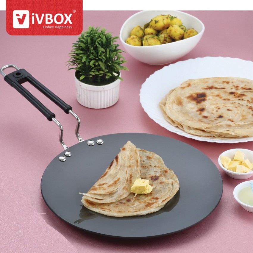 4mm Thick Aluminium Gas & Induction Base Chapati Roti Tawa, Dia 27.5 cm,  Silver