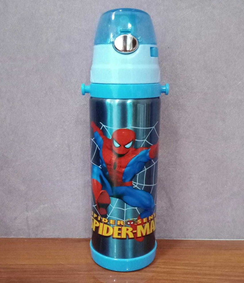 Spider Man Designer Printed Stainless Steel Insulated Sipper Water Bottle  for Girls /Flask for Kids, School, Gym. Travelling Black (500 ml