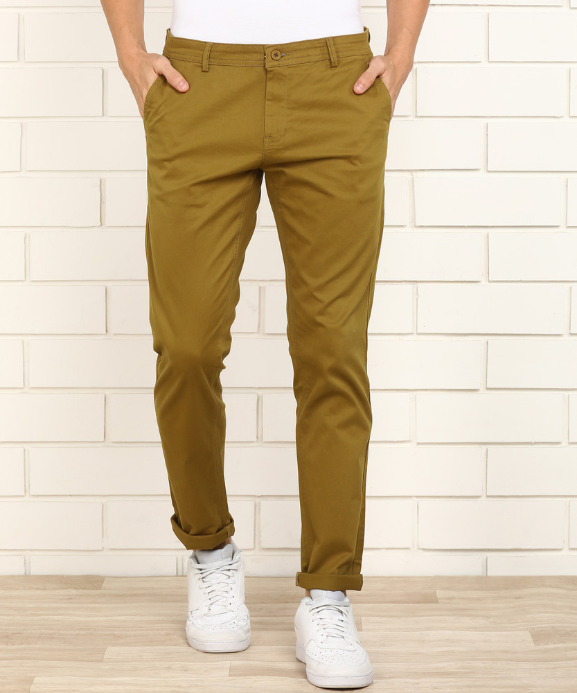 PROVOGUE Slim Fit Men Brown Trousers 