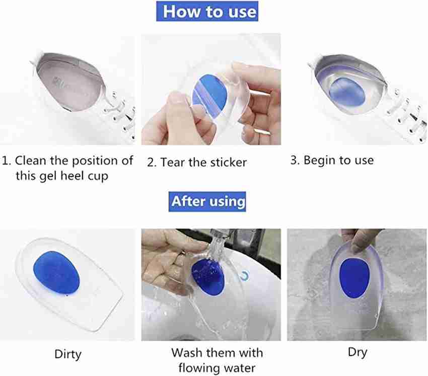 Amulakh Gel Silicone Heel Cups Pads 1 Pair Heel Lifts for