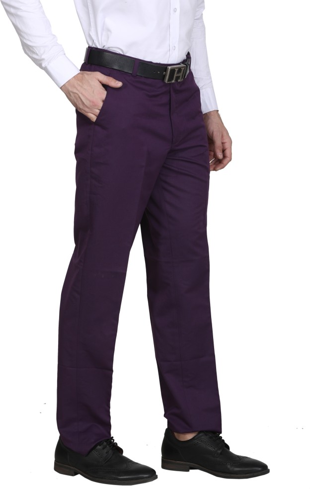 Buy JACK AND JONES Purple Mens 4 Pocket Solid Formal Trousers  Shoppers  Stop