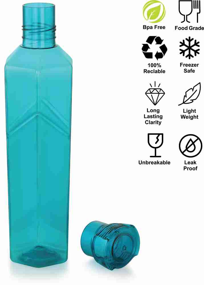 Plastic Crystal Clear Unbreakable Water Bottle for Fridge - Pack of 6 (1000  ml)