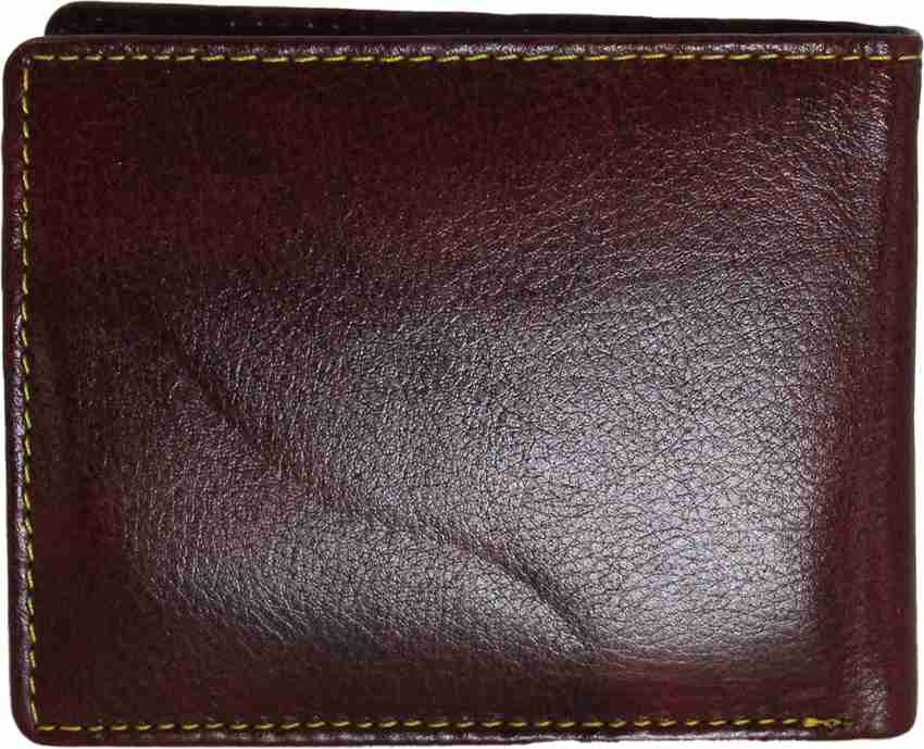 Rich & Famous Men Formal Brown Genuine Leather Wallet (15 Card Slots)