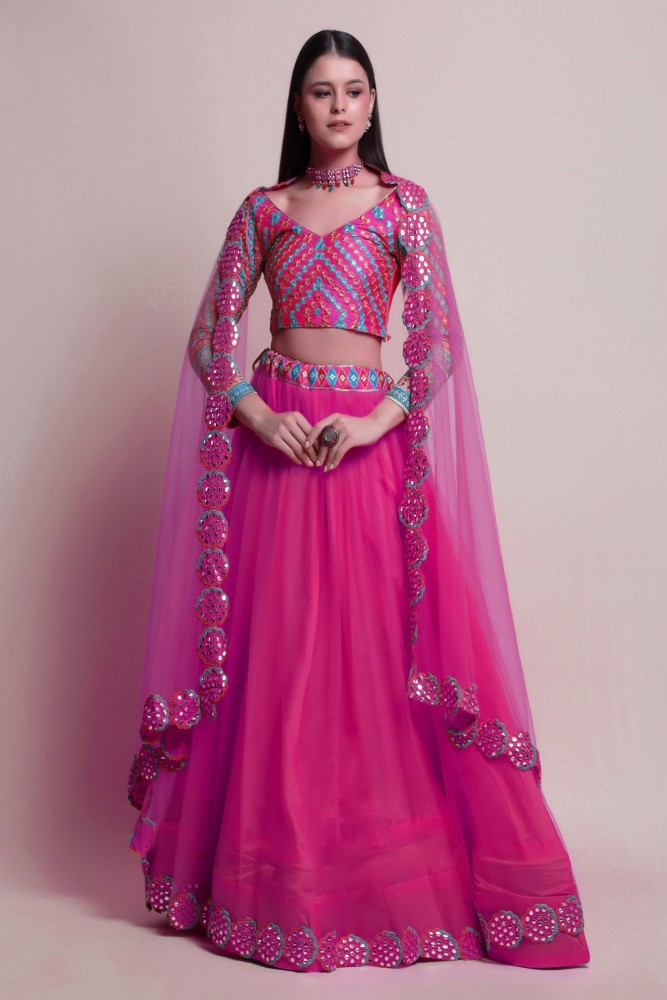 Pink Embroidered Lehenga Choli Set | Lehengas Online– Inddus.in