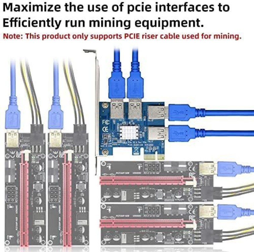 PCIe 1 to 4 PCI express 16X slots Riser Card PCI-E 1X to External 4 PCI-e  Slot