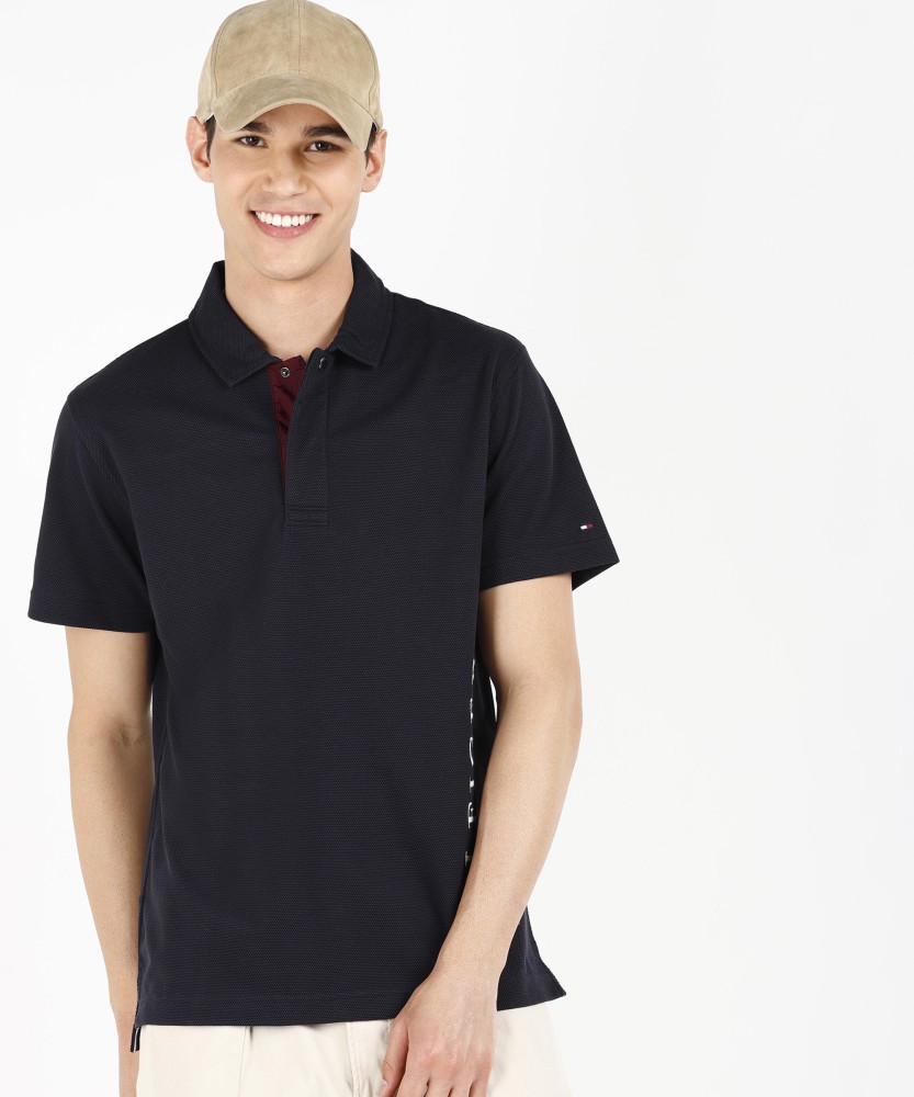 TOMMY HILFIGER Embroidered Men Neck Dark T-Shirt Buy TOMMY HILFIGER Embroidered Men Polo Neck Dark Blue T-Shirt Online at Best Prices in India | Shopsy.in