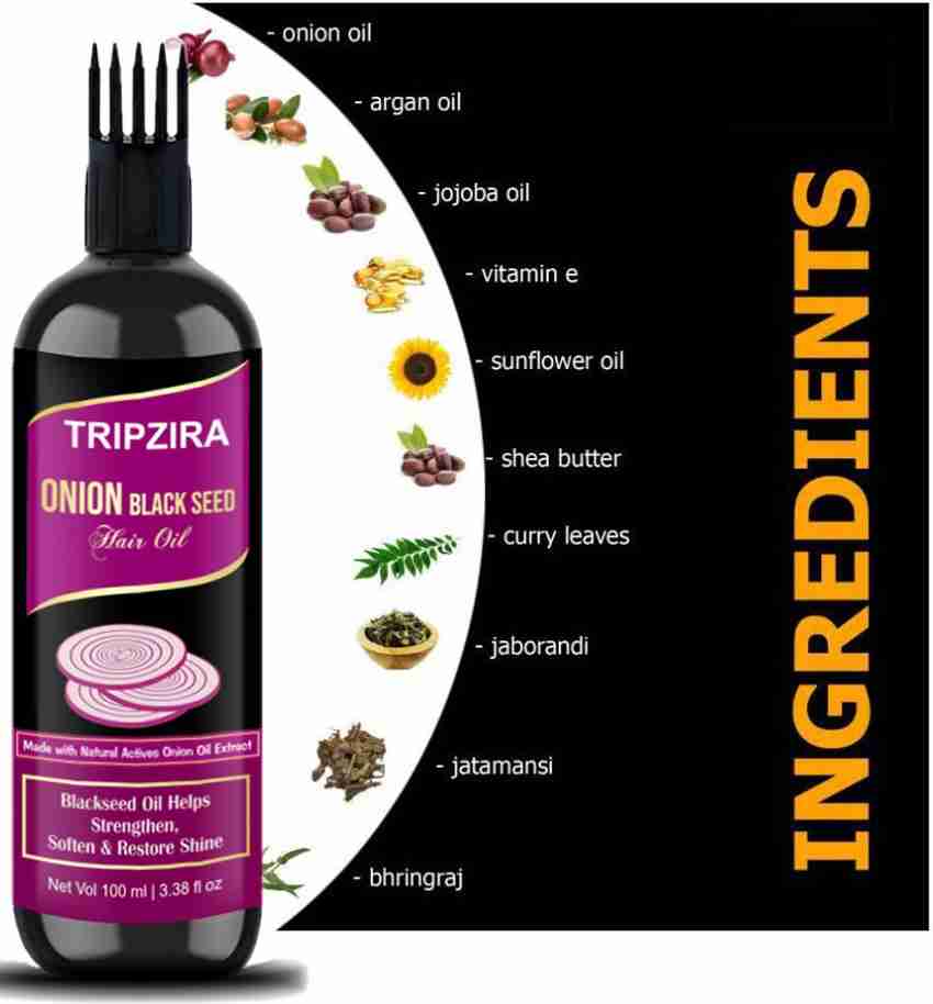 TRIPZIRA Onion Black Seed Hair Oil - Controls Hair Fall - NO Mineral Oil, Silicone 100 ml Hair Oil - Price in India, Buy TRIPZIRA Onion Black Seed Hair Oil - Controls TRIPZIRA Onion Black Seed Hair Oil - Controls Hair Fall - NO Mineral Oil, Silicone 100 ml Hair Oil - Price in India, Buy TRIPZIRA Onion Black Seed Hair Oil - Controls