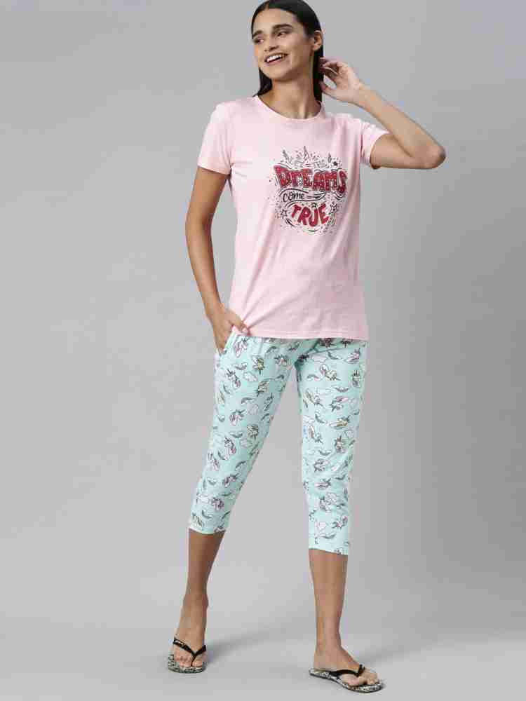 Buy online Women Coffee Brown Polka Dot Cotton Capri from Capris & Leggings  for Women by Ddaspration for ₹259 at 48% off