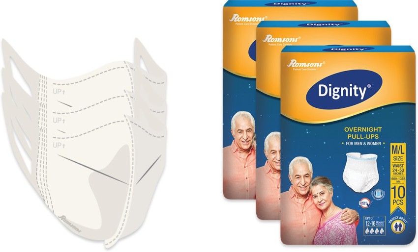 Adults Dignity Overnight Pull Up Adult Diapers, Size: M/L, 10 Pieces at Rs  560/pack in New Delhi