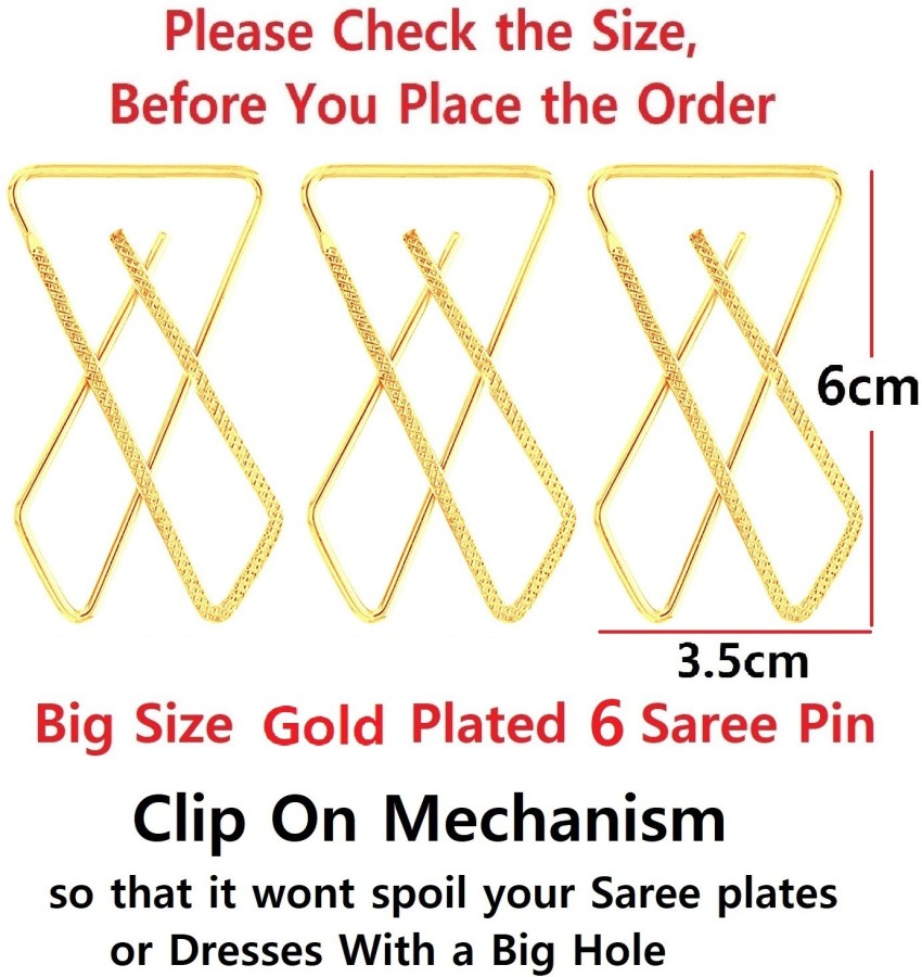 THANU'S CRAFT Golden Brooch Safety Saree Pin Accessories for Women & Girls  S for Sarees & Sadi Brooch Price in India - Buy THANU'S CRAFT Golden Brooch  Safety Saree Pin Accessories for