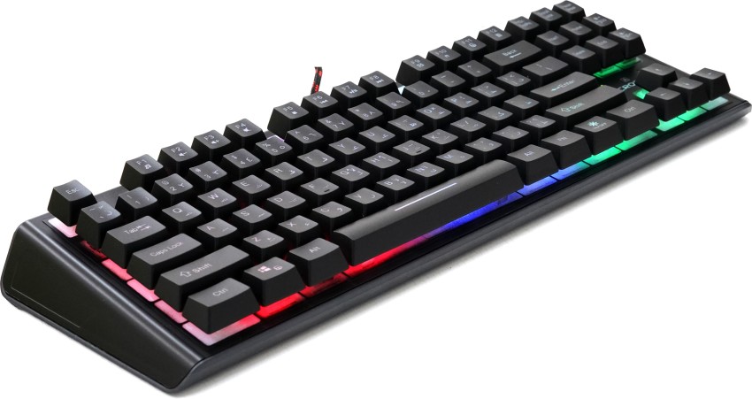 RPM Euro Games Gaming Keyboard Wired | 87 Keys Space Saving Design |  Membrane Keyboard with Mechanical Feel | LED Backlit & Spill Proof Design