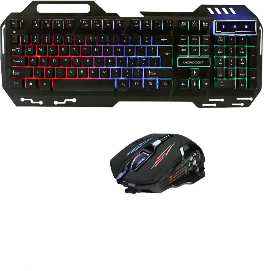 RPM Euro Games Gaming Keyboard Wired 7 Color LED Illuminated & Spill Proof  Keys, Black, Medium –