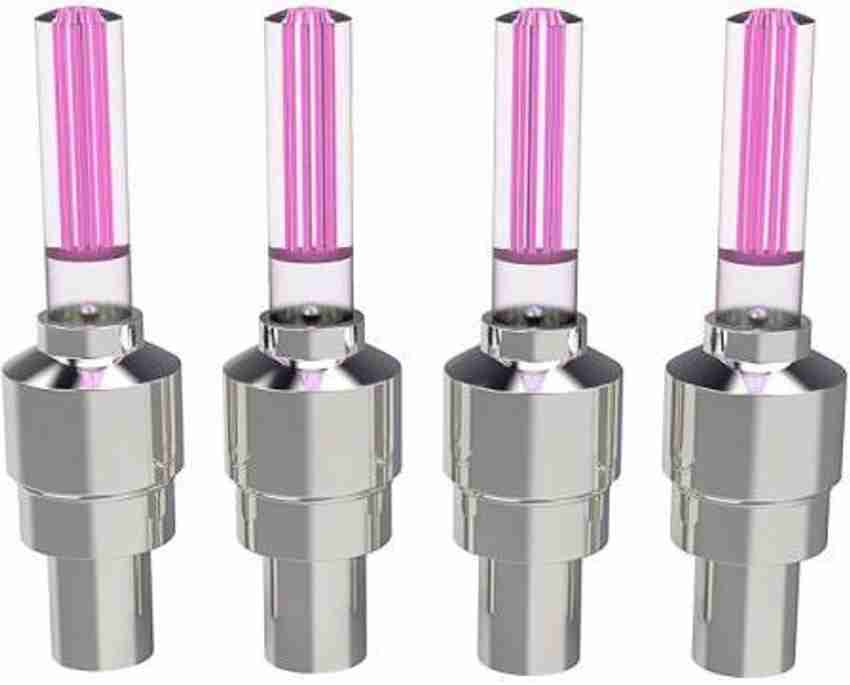 rebel LED Tyre Wheel Light 4x Pink Tire Valve Cap Tail Lights