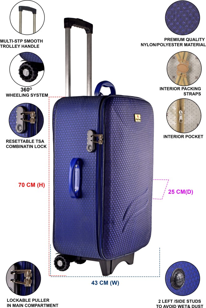 Safari Sonic Hard-Sided Polycarbonate Luggage Set of 3 Trolley Bags| 4W  Trolley and Number Lock| Size-Cabin+Medium+Large (55 & 65 & 77 cm) (Blue) :  Amazon.in: Fashion