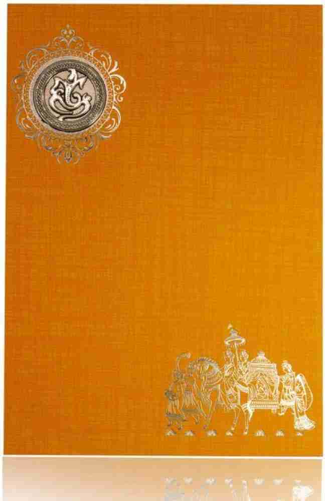 KING OF CARDS Orange Barath Wedding Invitation cards  X  Cm (set  of 100) Greeting Card Price in India - Buy KING OF CARDS Orange Barath  Wedding Invitation cards  X