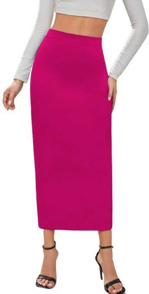 Express Pink Solid Brunch Pencil Skirt Spandex Rayon Nylon, 50% OFF