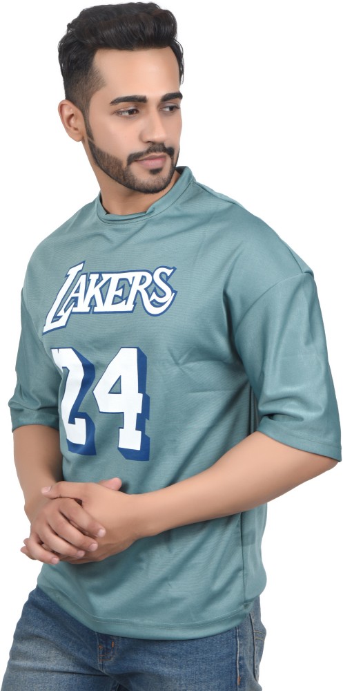 Lakers Colorblock Men Round Neck Light Green T-Shirt - Buy Lakers