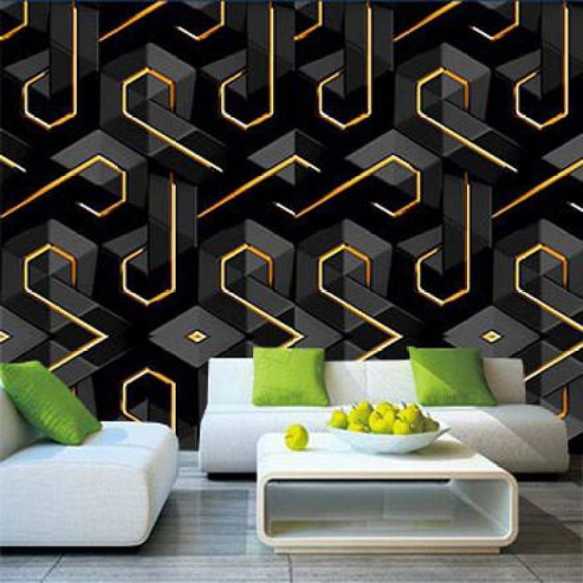 Arna Geo wallpaper in grey & gold
