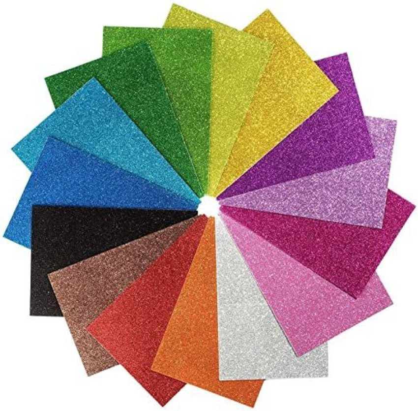 Glitter Paper A4 - 12 Sheets Assorted Colours - 80gsm - Card Scrapbooking  Craft