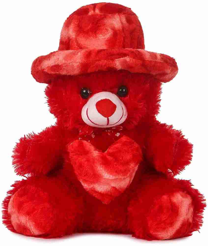 Liquortees Red Sitting Teddy Bear with Cap and Love Heart - 25 cm ...