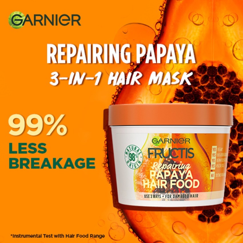 GARNIER Fructis Papaya Hair Food  Reparing Papaya Hair Mask For Damaged  Hair  Price in India Buy GARNIER Fructis Papaya Hair Food  Reparing  Papaya Hair Mask For Damaged Hair Online