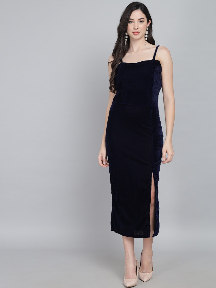 Dark blue one piece dress top