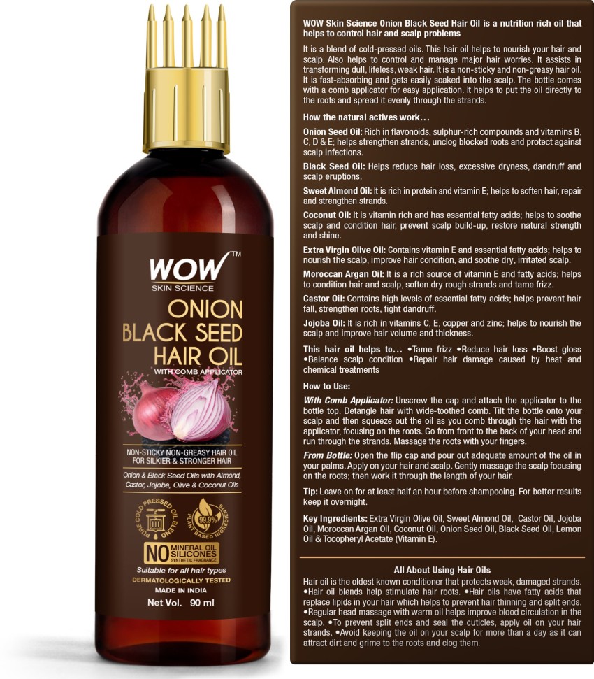 WOW SKIN SCIENCE Onion Hair Oil for Hair Growth and Hair Fall Control with  COMB APPLICATOR 02 Hair Oil  Price in India Buy WOW SKIN SCIENCE Onion  Hair Oil for Hair
