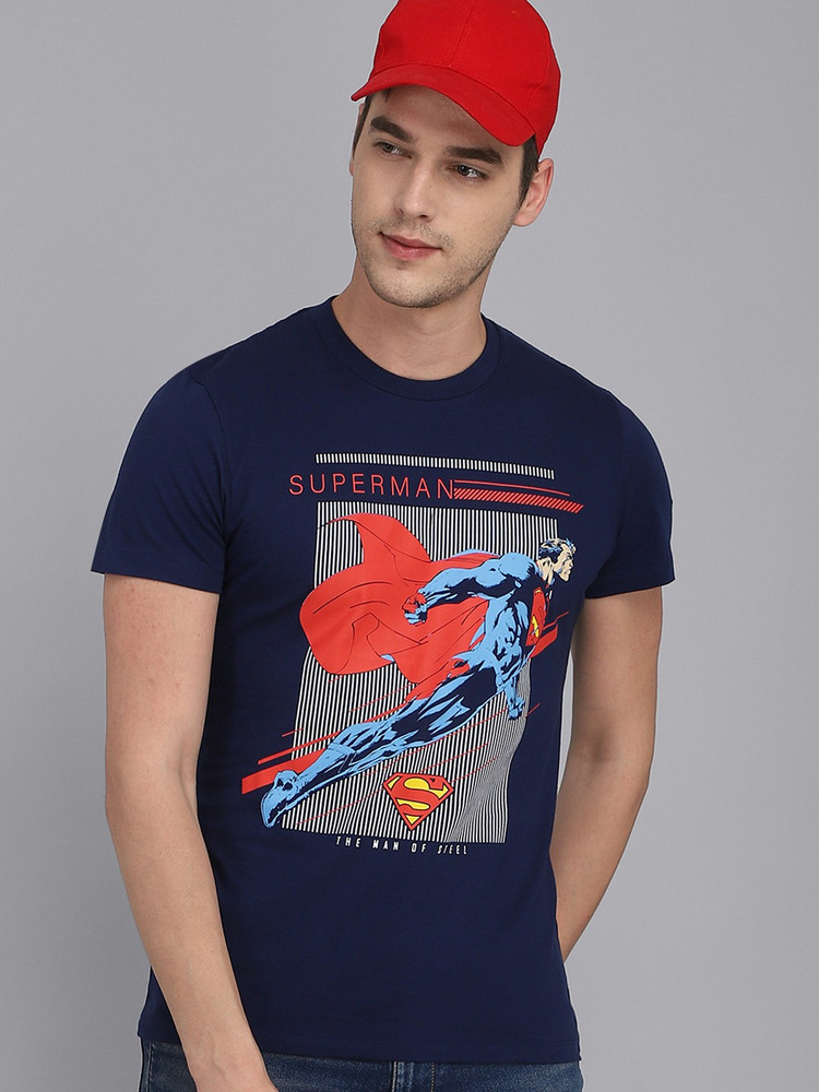 Men Round Neck Blue T-Shirt 