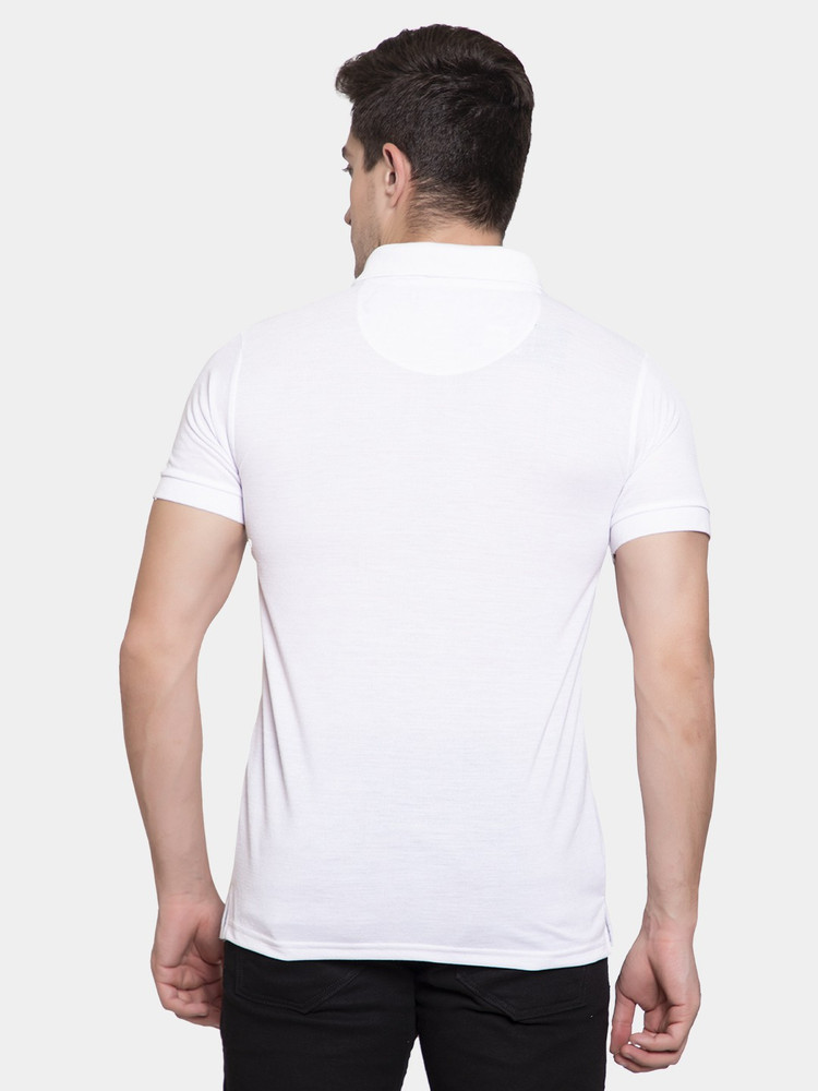 KVETOO Solid Men Polo Neck White T 