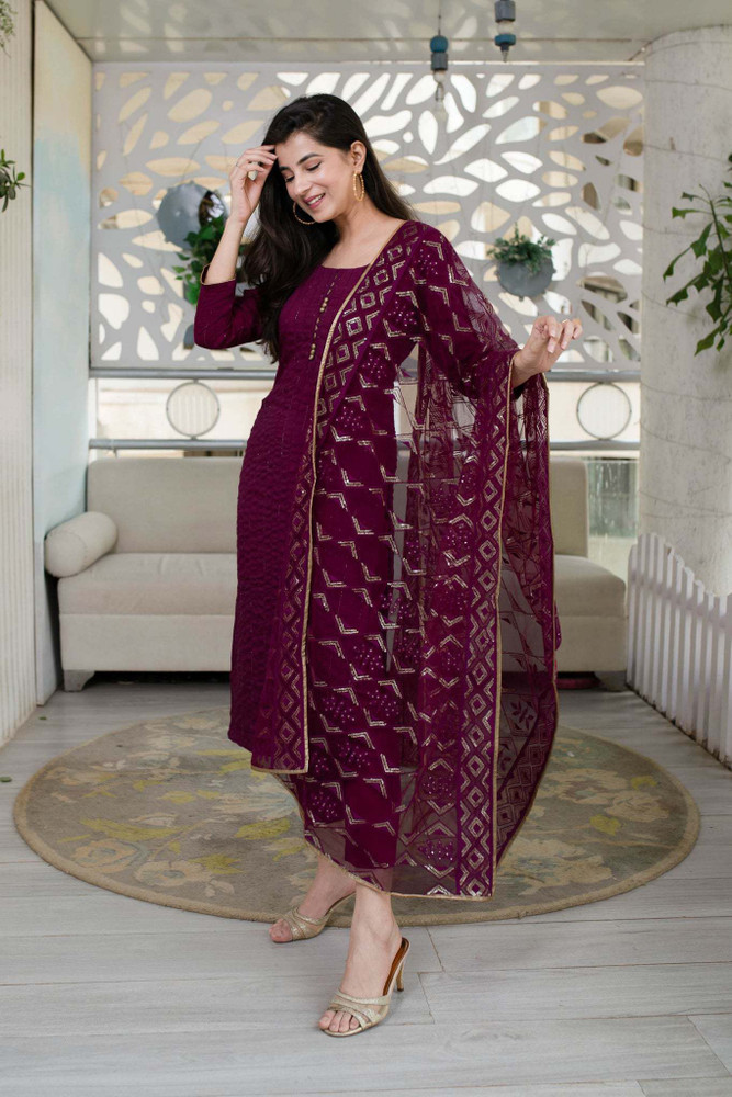 YOYO FASHION Georgette Embroidered Salwar Suit Material Price in India -  Buy YOYO FASHION Georgette Embroidered Salwar Suit Material online at  Flipkart.com