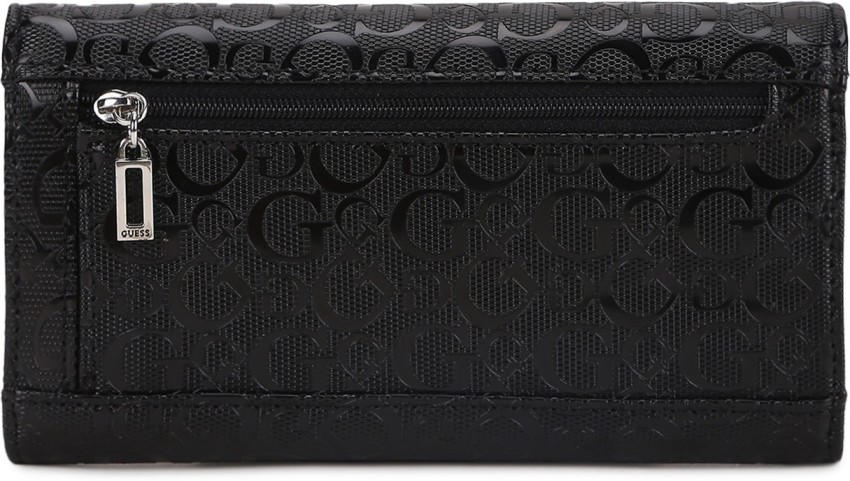 GUESS Men's Leather Slim Bifold Wallet (Black/Red) Wallet Handbags