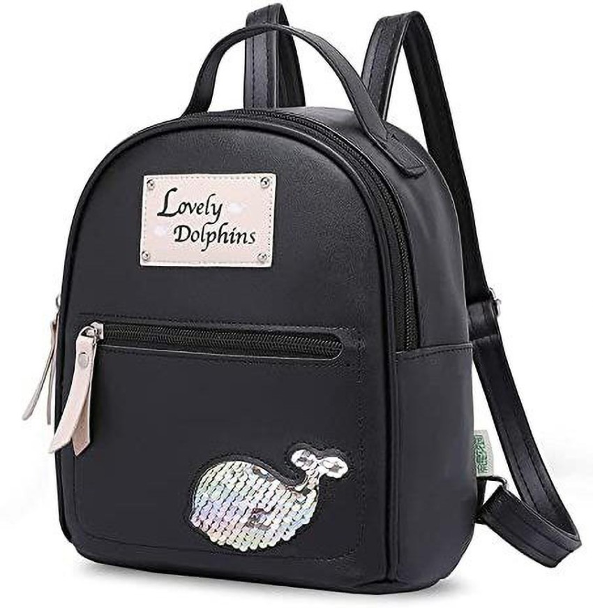 ShopyVid Small Dolphin Girls Backpack, Rakhi Gifts for Sister, college  bags for girls 5 L Backpack Black - Price in India