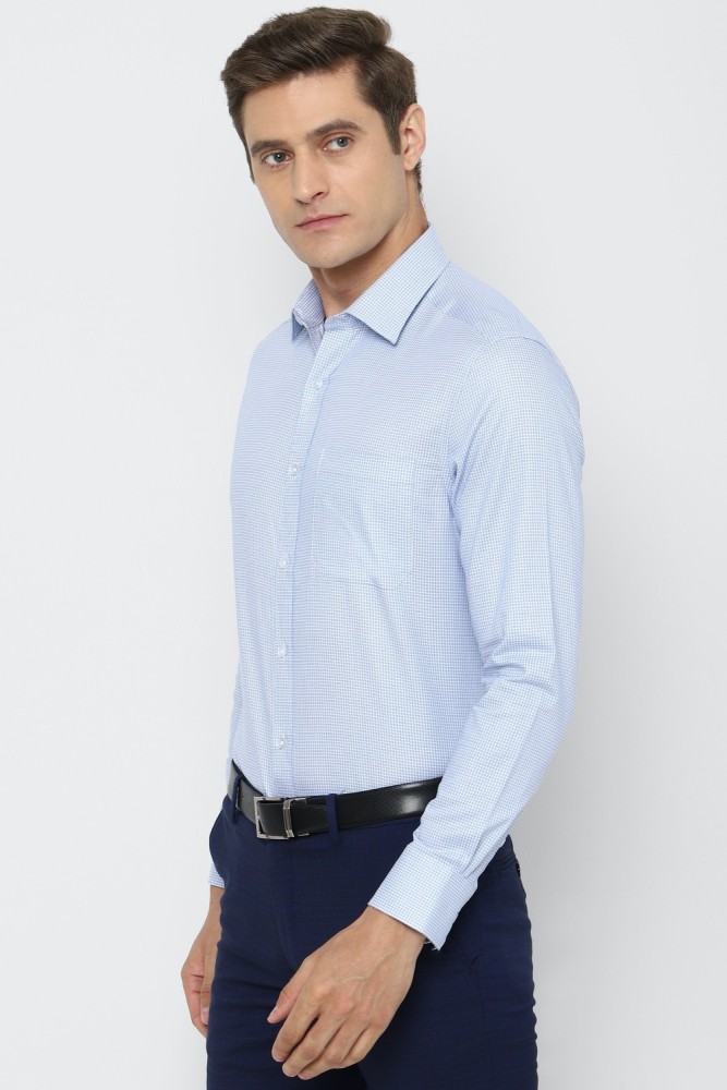 Louis Philippe Formal Shirts : Buy Louis Philippe Men Light Blue Slim Fit  Check Full Sleeves Formal Shirt Online